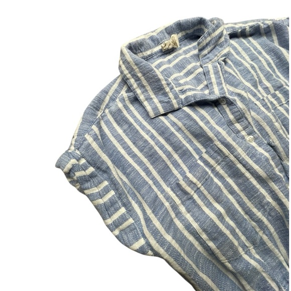 Japna Short Sleeve Collared Striped Shirt Dress Blue And White Size M Pockets - Picture 6 of 10